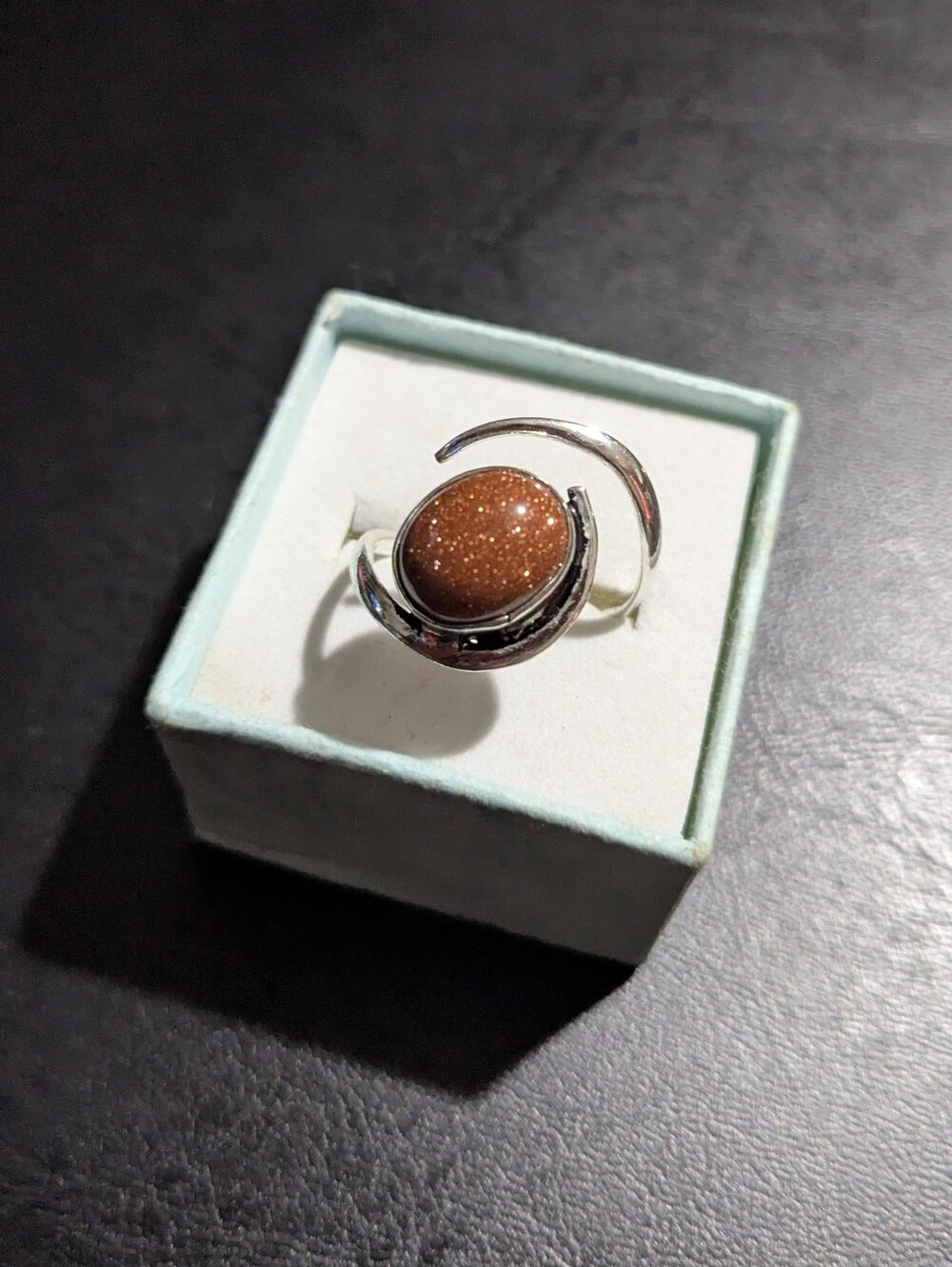 Adjustable Oval Gold Sandstone Bypass Ring – (Open Size)
